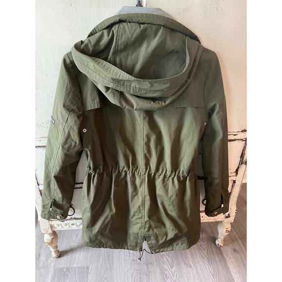 Vince Camuto size small olive green jacket coat removable hood - Picture 3 of 4